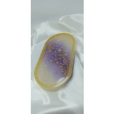 İnci Mode Takı Kutusu Tabağı Epoksi Siyah Yaldızlı Altın Varaklı Oval