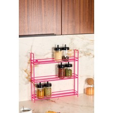 Edora Home 3 Katlı Pembe Baharatlık Düzenleyici, Baharatlıksız- Metal Paslanmaz