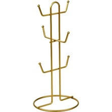 Edora Home Gold 6 Bölmeli Bardak, Kupa, Fincan Askılığı, Masa Üstü Askılık - Metal Paslanmaz Mutfak Düzenleyici