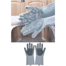 Home Dekor Hediye Mutfak Banyo Temizleme Sihirli Tırtıklı Silikon Bulaşık Temizlik Eldiveni