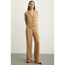 Never More  Geniş Paça Pantolon Camel