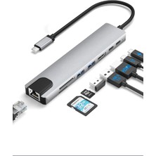 Macbook Pro/air Uyumlu USB Type-C 8 In 1 Hub Dönüştürücü Çevirici Çoklayıcı USB Hdmı Micro Sd 8 Girişli