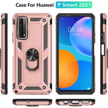 Newface Huawei P Smart 2021 Kılıf Sofya Yüzüklü Silikon Kapak - Rose