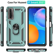 Newface Huawei P Smart 2021 Kılıf Sofya Yüzüklü Silikon Kapak - Yeşil