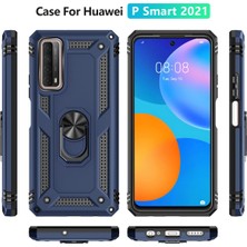 Newface Huawei P Smart 2021 Kılıf Sofya Yüzüklü Silikon Kapak - Lacivert