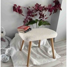 Beylerbeyi Ahşap Ayaklı Teddy Kumaş Dekoratif Puf Bench Makyaj Sandalyesi