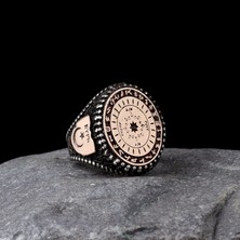 Tesbih Sepetim Turan Yüzüğü Türk Boyları Bayrağı 925 Ayar Gümüş Yüzük