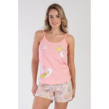 Vienetta Pamuklu Kadın Ip Askılı Şortlu Pijama Takım
