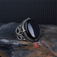 Tesbih Sepetim Oval Model Onix Taşlı 925 Ayar Gümüş Yüzük