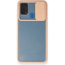 Newface Samsung Galaxy M31 Kılıf Palm Buzlu Kamera Sürgülü Silikon - Pembe