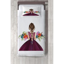 Talia Home  çiçekli Kız Desenli Yatak Örtüsü TLAY-295