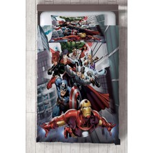 Talia Home Marvel Süper Kahramanlar Desenli Çocuk Odası Yatak Örtüsü TLAY-302