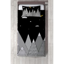 Talia Home  siyah Beyaz Dağ Desenli Yatak Örtüsü TLAY-231