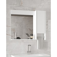Alfa Banyo Okyanus 80 Cm-Mdf Banyo Aynası, Havluluklu Ayna, Çok Amaçlı Aynalı Banyo Dolabı, Raflı Ayna