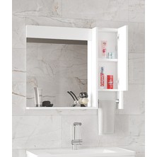Alfa Banyo Okyanus 80 Cm-Mdf Banyo Aynası, Havluluklu Ayna, Çok Amaçlı Aynalı Banyo Dolabı, Raflı Ayna