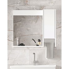 Alfa Banyo Okyanus 80 Cm-Mdf Banyo Aynası, Havluluklu Ayna, Çok Amaçlı Aynalı Banyo Dolabı, Raflı Ayna