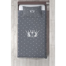 Talia Home  gri Taç Çocuk ve Bebek Odası Yatak Örtüsü TLAY-126