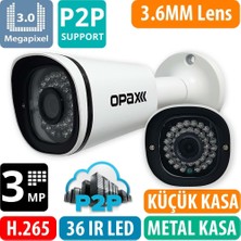 OPAX OPAX-2512 3 Mp H.265+ 2304X1296 3.6mm 36 Ir LED Ip Bullet P2P Kamera