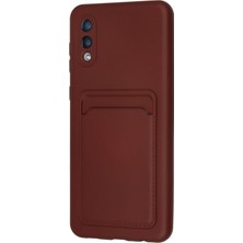 Newface Samsung Galaxy A02 Kılıf Kelvin Kartvizitli Silikon - Bordo