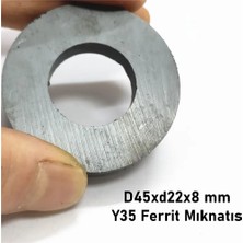 Mıknatıs Avm Ø45X22X8 mm Halka Ferrit Siyah Mıknatıs (10 Adet Set)