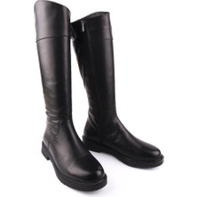 Emel Ayakkabı Modern Rahat Sivri Stiletto Deri Çizme Siyah 13856