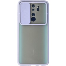 Newface Xiaomi Redmi Note 8 Pro Kılıf Palm Buzlu Kamera Sürgülü Silikon - Lila