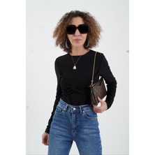 Zelish My Sister Siyah Kuşak Detaylı Bluz