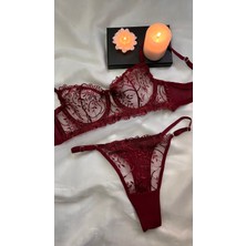 Desel Esmeralda Bordo Dantelli Bralet Takım