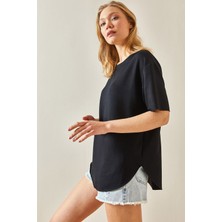 Xhan Siyah Bisiklet Yaka Oval Kesim T-Shirt 4KXK1-47929-02