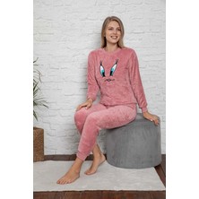 Meri Merimu Kadın Uzun Kollu Polar Peluş Tweety Hayvan Desenli Pijama Takımı