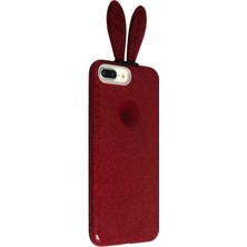 Newface Huawei P20 Lite Kılıf Rabbit Simli Silikon - Bordo