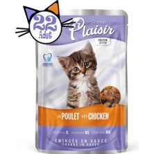 Plaisir Pouch 100 gr Tavuk Etli 22 Adet Yavru Kedi Maması