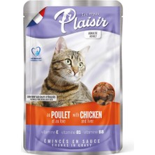 Plaisir Pouch 100 gr Tavuk Etli&ciğerli 4 Adet Kedi Maması