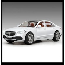 Hepsilazım Mercedes S600L Metal Sesli Işıklı Çek-Bırak Oyuncak Araba Metal Model Araç 22 cm