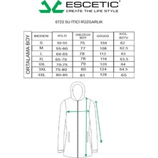 Escetic Lacivert Kadın Rüzgarlık Sabit Kapüşonlu Desenli Astarlı Su İtici Mevsimlik İnce Ceket 6723
