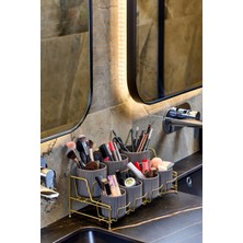 Edora Home Çok Amaçlı Gold Makyaj Organizer, Banyo Düzenleyici - 7 Bölmeli Metal