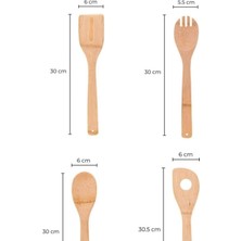 Bambum Home Bambum Ravili - 4'lü Servis Maşa Spatula Kaşık Seti