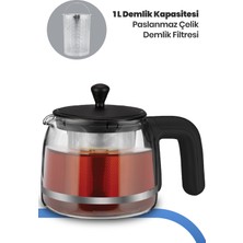 Goldmaster Dem Kırmızı 2200 Watt Xl Paslanmaz Demlikli Cam Çelik Çay Makinesi ve Su Isıtıcısı