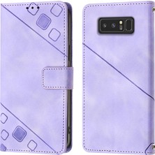 Eabhulie Samsung Galaxy Note 8 Için Kabartmalı Deri Cüzdan Stand Telefon Kılıfı - Mor (Yurt Dışından)