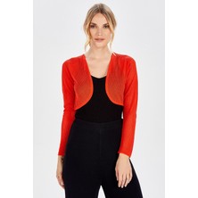 Peraluna BUTTERFLY BOLERO File Örgü Uzun Kol Triko Kadın Bolero - Turuncu