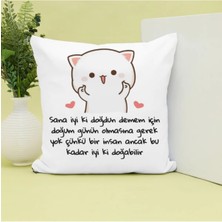Hen GSM Sana Iyi Ki Doğdun Demem Için Doğum Gününolmasınagerekyok Yazılı Mochi Cat Baskılı Hediyelik Yastık