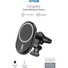 Simex 360° Manyetik Araç İçi Kablosuz Şarj Cihazı 15W - Güçlü Mıknatıslı Telefon Tutucu - Cargador