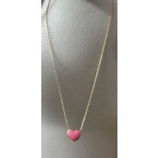 By Milo Jewellery Pembe Mineli Tasarım Kalp Kolye