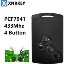 Cdwishbest Xnrkey 4 Düğme Akıllı Kart Uzaktan Anahtar PCF7941 Çip 433MHZ Renault Megane Lll Laguna Lll Araba Anahtarı (Yurt Dışından)