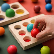 Zljnx Ahşap Renk Ayırma Topları Oyunu Peg Board Gökkuşağı Renk Eşleştirme Oyuncaklar 12 Adet Faaliyetleri Topları Montessori Oyuncaklar Bebekler Için (Yurt Dışından)