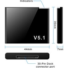 Passing I-Wave 30 Pin Bluetooth 5.1 Ses Alıcısı Müzik Mini Kablosuz Adaptör iPhone Ipod 30PIN Jack Analog Hoparlör (Yurt Dışından)