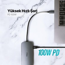 Ttec 8 Girişli Usb-C Hub/çoklayıcı Usb-C 100W Pd 3.0+Hdmı+Gb Ethernet+ 2*usb-A 3.2+Usb-A 2.0+Sd+Microsd