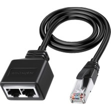 Passing Lan Ethernet Adaptador RJ45 Erkek 2 Kadın Splitter RJ45 1 Ila 2 Ethernet Lan Ağ Adaptör Kablosu (Yurt Dışından)