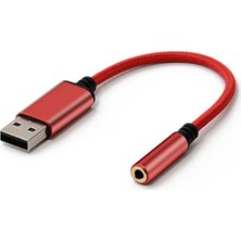 Passing USB - 3,5 mm Kulaklık Jakı Ses Adaptörü, Pc Için Harici Stereo Ses Kartı, Dizüstü Bilgisayar, Ps4 Için, Mac Vb Için (0,6 Feet, Kırmızı) (Yurt Dışından)