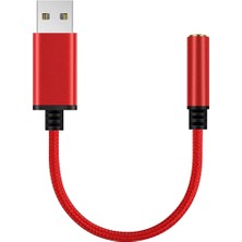 Passing USB - 3,5 mm Kulaklık Jakı Ses Adaptörü, Pc Için Harici Stereo Ses Kartı, Dizüstü Bilgisayar, Ps4 Için, Mac Vb Için (0,6 Feet, Kırmızı) (Yurt Dışından)